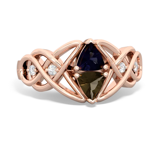 Sapphire Genuine Sapphire with Genuine Smoky Quartz Keepsake Celtic Knot ring Ring