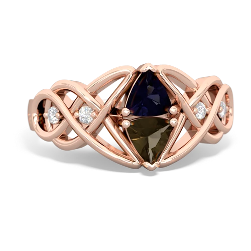 sapphire-smoky quartz celtic knot ring