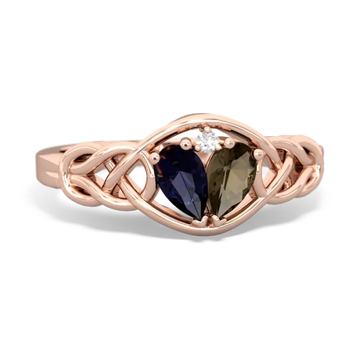 Sapphire Genuine Sapphire with Genuine Smoky Quartz Celtic Love Knot ring Ring