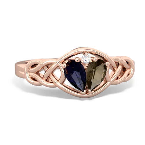 sapphire-smoky quartz celtic knot ring