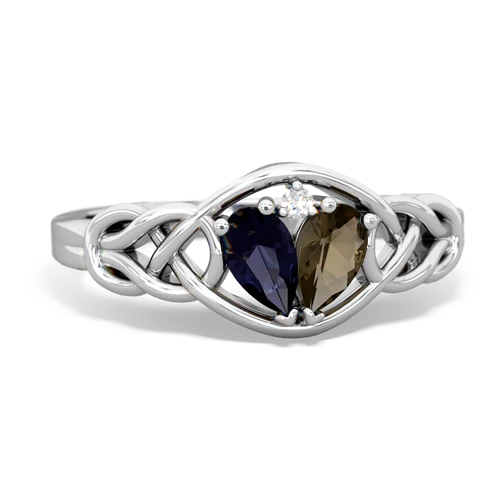 sapphire-smoky quartz celtic knot ring
