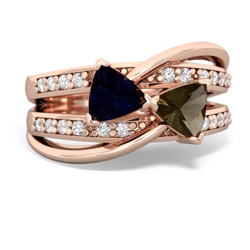 Sapphire Genuine Sapphire with Genuine Smoky Quartz Bowtie ring Ring