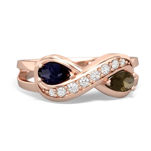 Sapphire Genuine Sapphire with Genuine Smoky Quartz Diamond Infinity ring Ring
