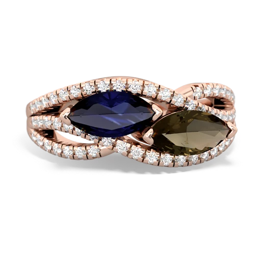 Sapphire Genuine Sapphire with Genuine Smoky Quartz Diamond Rivers ring Ring