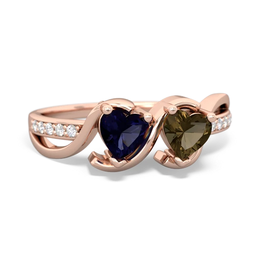 Sapphire Genuine Sapphire with Genuine Smoky Quartz Side by Side ring Ring