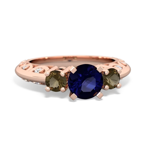 Sapphire Genuine Sapphire with Genuine Smoky Quartz Art Deco ring Ring