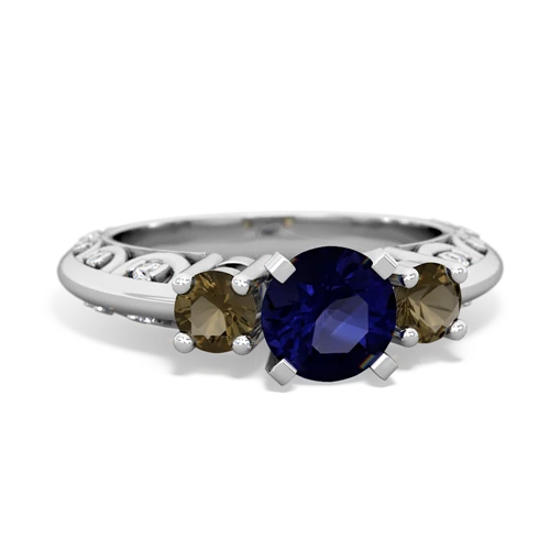 sapphire-smoky quartz engagement ring