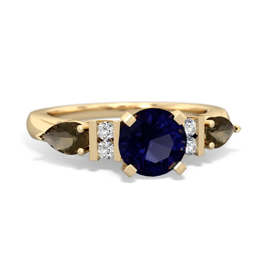Sapphire Genuine Sapphire with Genuine Smoky Quartz and Genuine Ruby Engagement ring Ring