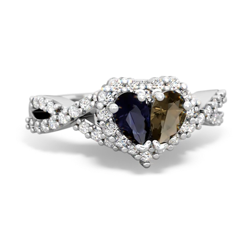 sapphire-smoky quartz engagement ring