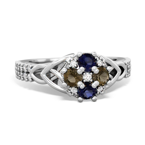 sapphire-smoky quartz engagement ring