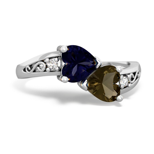 sapphire-smoky quartz filligree ring