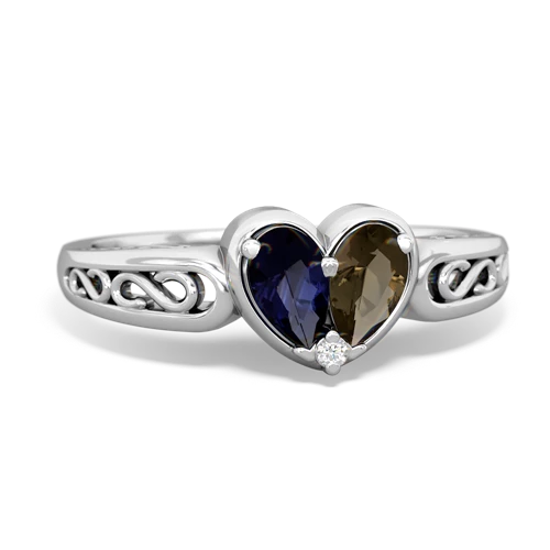 sapphire-smoky quartz filligree ring
