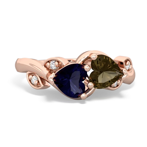 Sapphire Genuine Sapphire with Genuine Smoky Quartz Floral Elegance ring Ring