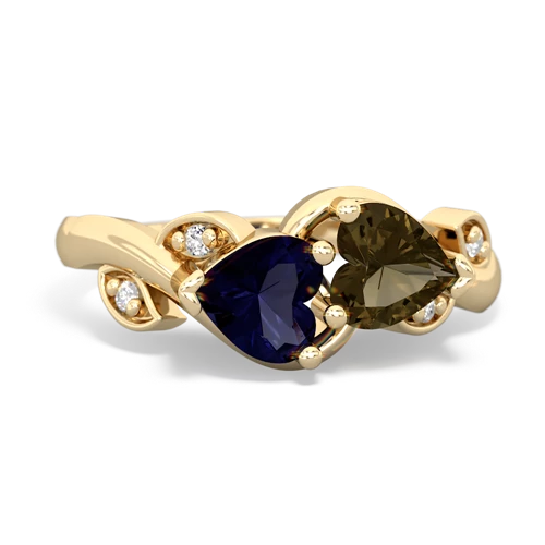 sapphire-smoky quartz floral keepsake ring