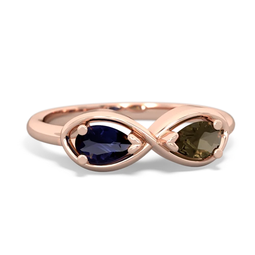 Sapphire Genuine Sapphire with Genuine Smoky Quartz Infinity ring Ring