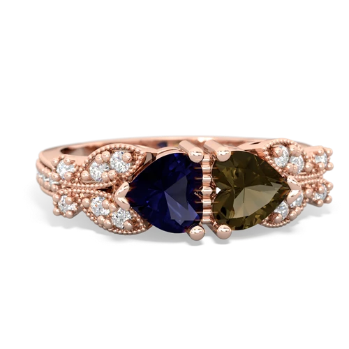 Sapphire Genuine Sapphire with Genuine Smoky Quartz Diamond Butterflies ring Ring