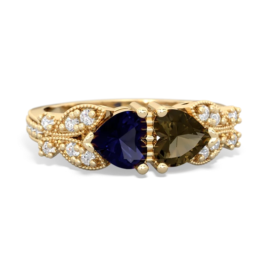sapphire-smoky quartz keepsake butterfly ring