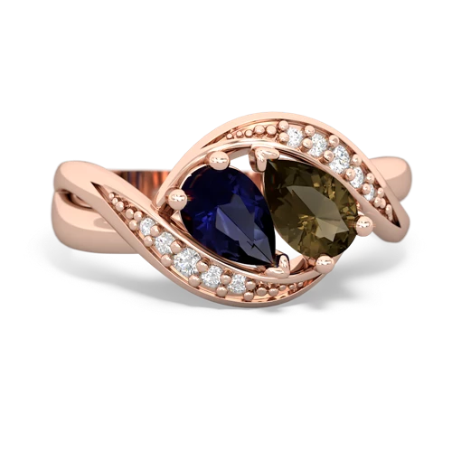 Sapphire Genuine Sapphire with Genuine Smoky Quartz Summer Winds ring Ring
