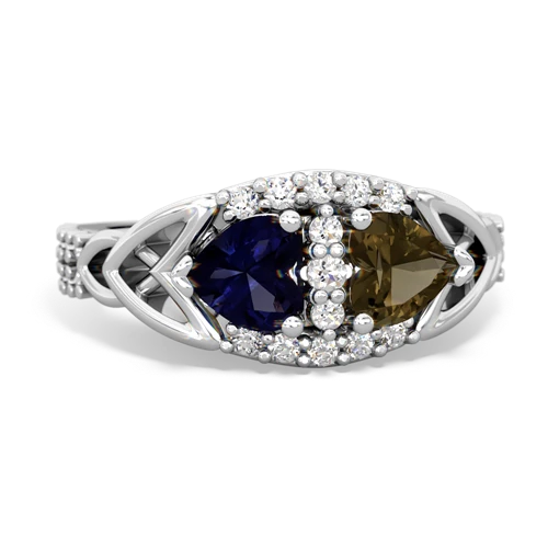 sapphire-smoky quartz keepsake engagement ring