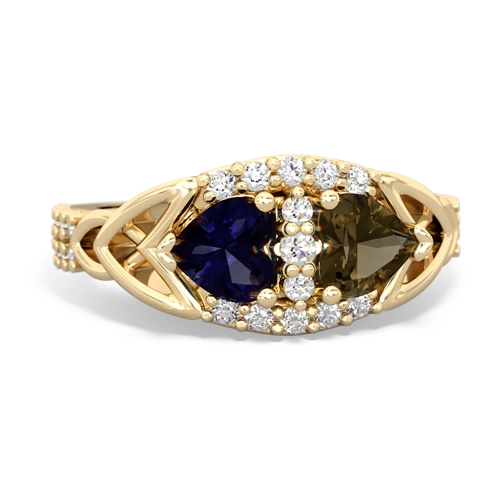 sapphire-smoky quartz keepsake engagement ring