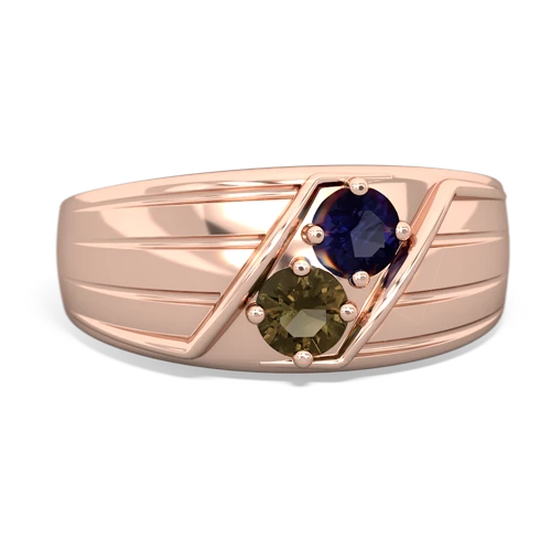Sapphire Genuine Sapphire with Genuine Smoky Quartz Art Deco Men's ring Ring