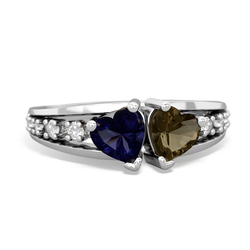 sapphire-smoky quartz modern ring