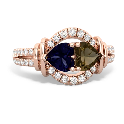 sapphire-smoky quartz pave keepsake ring