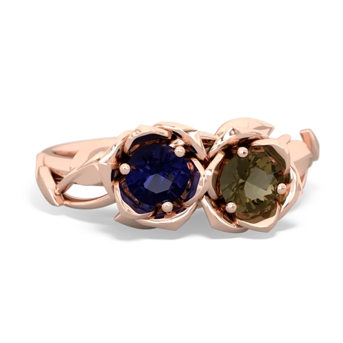 Sapphire Genuine Sapphire with Genuine Smoky Quartz Rose Garden ring Ring