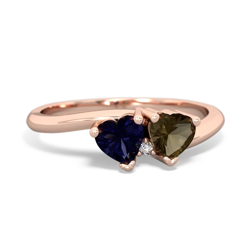 Sapphire Genuine Sapphire with Genuine Smoky Quartz Sweetheart's Promise ring Ring