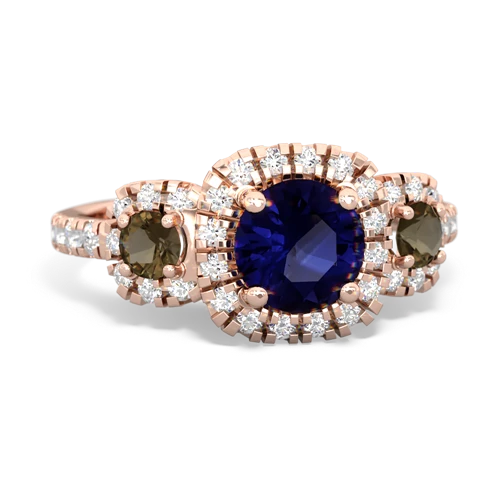 Sapphire Genuine Sapphire with Genuine Smoky Quartz and Lab Created Emerald Regal Halo ring Ring