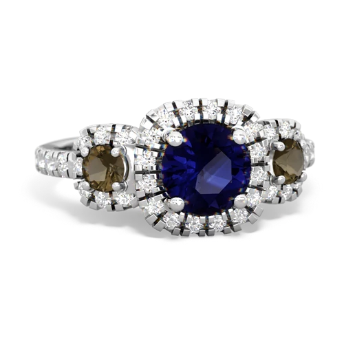 sapphire-smoky quartz three stone regal ring