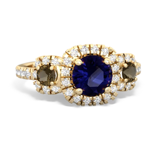 sapphire-smoky quartz three stone regal ring