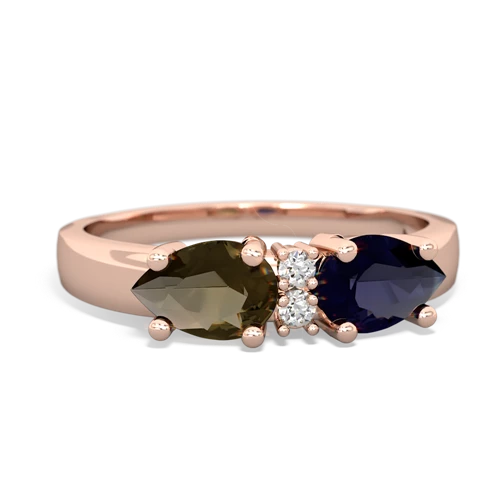 Sapphire Genuine Sapphire with Genuine Smoky Quartz Pear Bowtie ring Ring