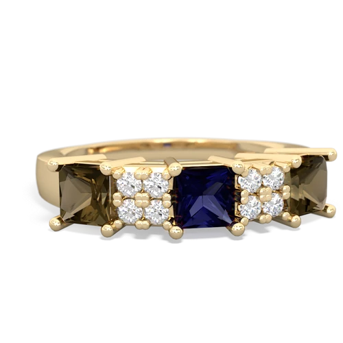 Sapphire Genuine Sapphire with Genuine Smoky Quartz and Genuine Aquamarine Three Stone ring Ring