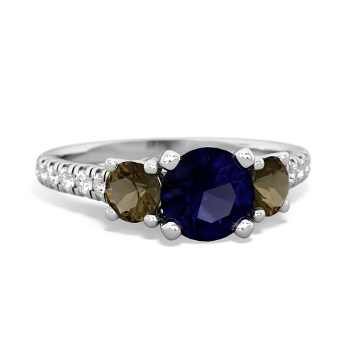 sapphire-smoky quartz trellis pave ring