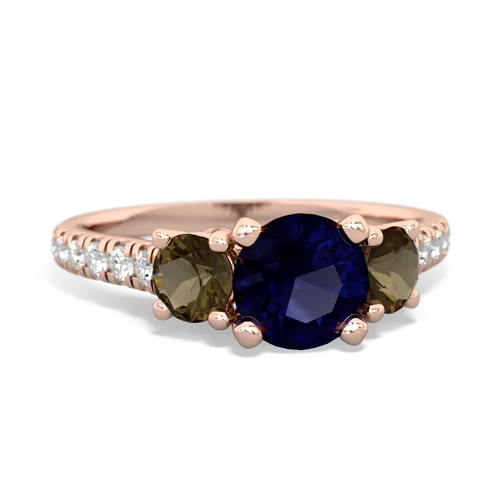 sapphire-smoky quartz trellis pave ring