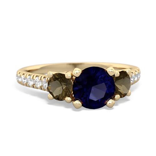 sapphire-smoky quartz trellis pave ring