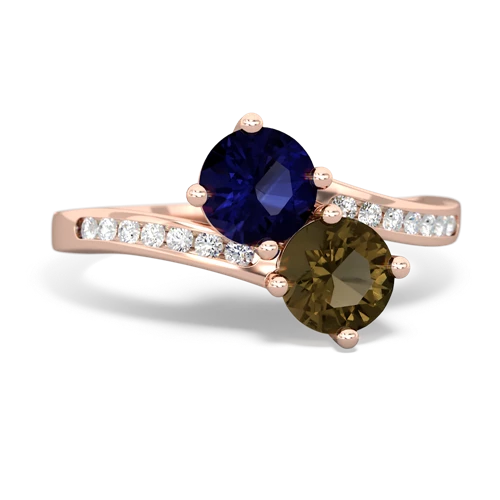 Sapphire Genuine Sapphire with Genuine Smoky Quartz Keepsake Two Stone ring Ring
