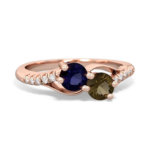 Sapphire Genuine Sapphire with Genuine Smoky Quartz Two Stone Infinity ring Ring