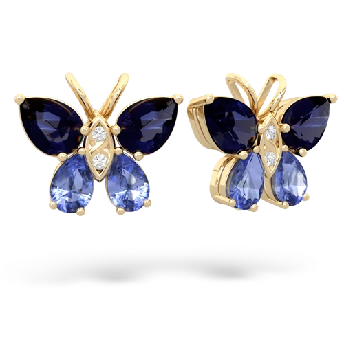 sapphire-tanzanite butterfly earrings