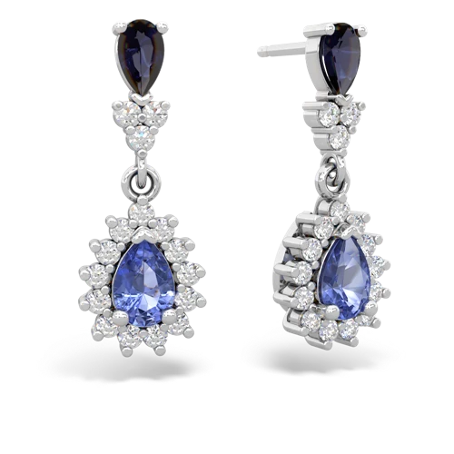 sapphire-tanzanite dangle earrings