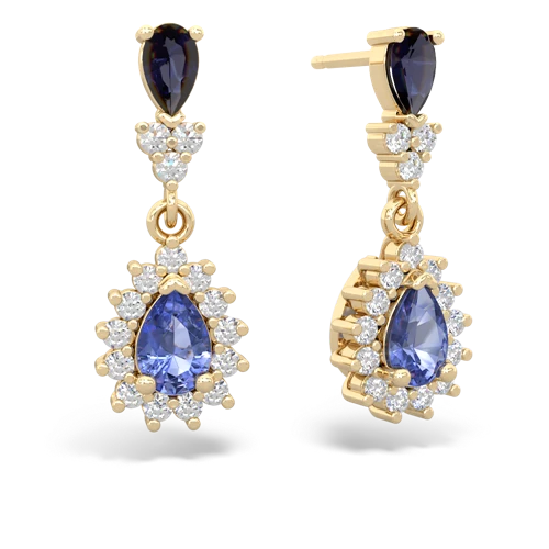 sapphire-tanzanite dangle earrings