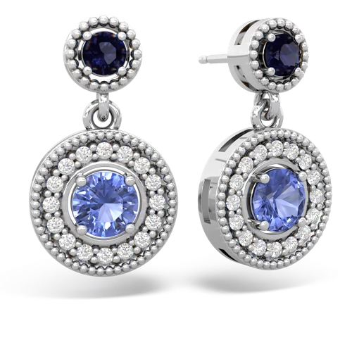 Sapphire Genuine Sapphire with Genuine Tanzanite Halo Dangle earrings Earrings