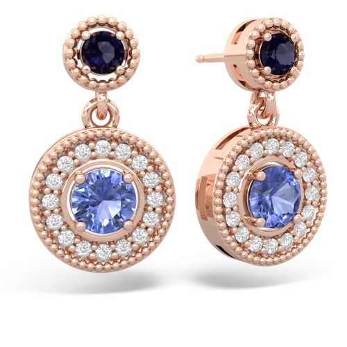 sapphire-tanzanite halo earrings