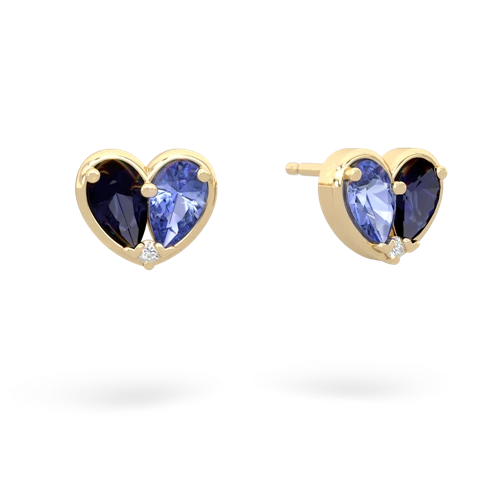 sapphire-tanzanite one heart earrings