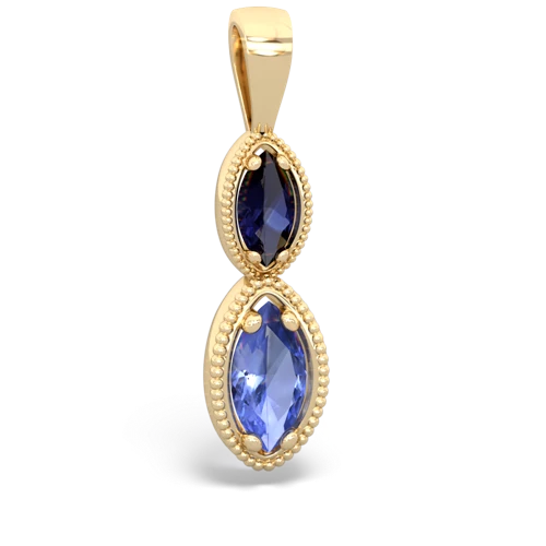 Sapphire Genuine Sapphire with Genuine Tanzanite Antique-style Halo pendant Pendant