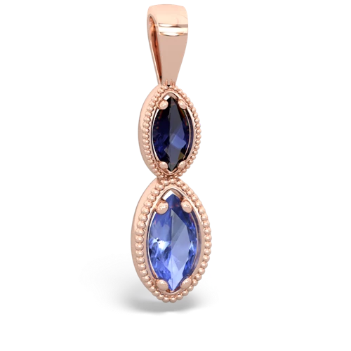 sapphire-tanzanite antique milgrain pendant