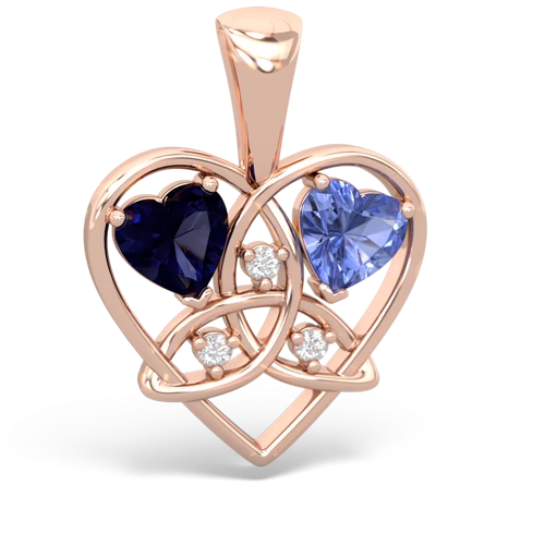 Sapphire Genuine Sapphire with Genuine Tanzanite Celtic Trinity Heart pendant Pendant