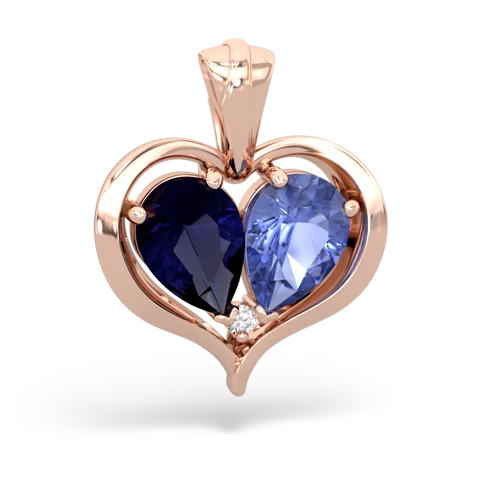 sapphire-tanzanite half heart whole pendant