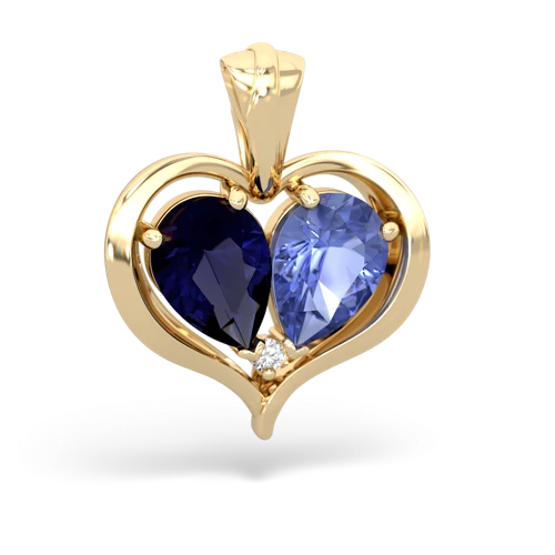 sapphire-tanzanite half heart whole pendant